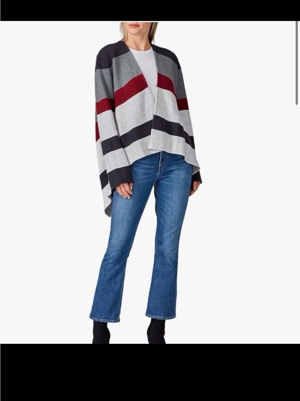 Thakoon Collective Striped Open Front Cardigan size XL